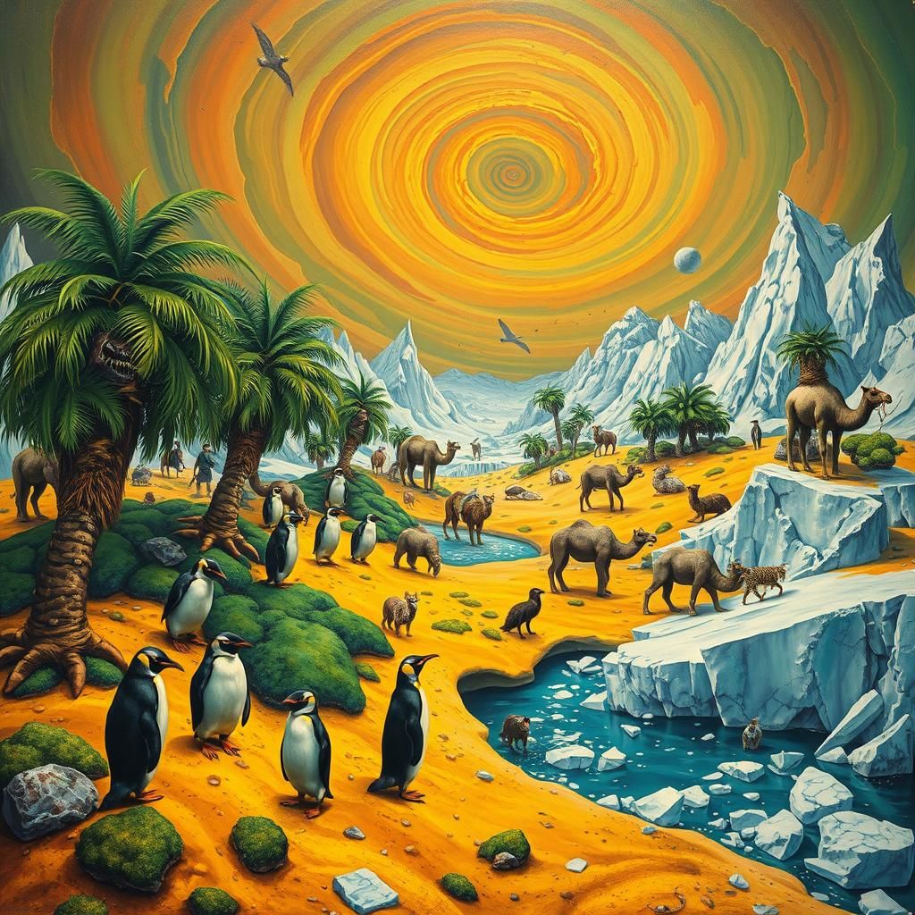 Surreal Antarctic Landscape in Expressionist Style