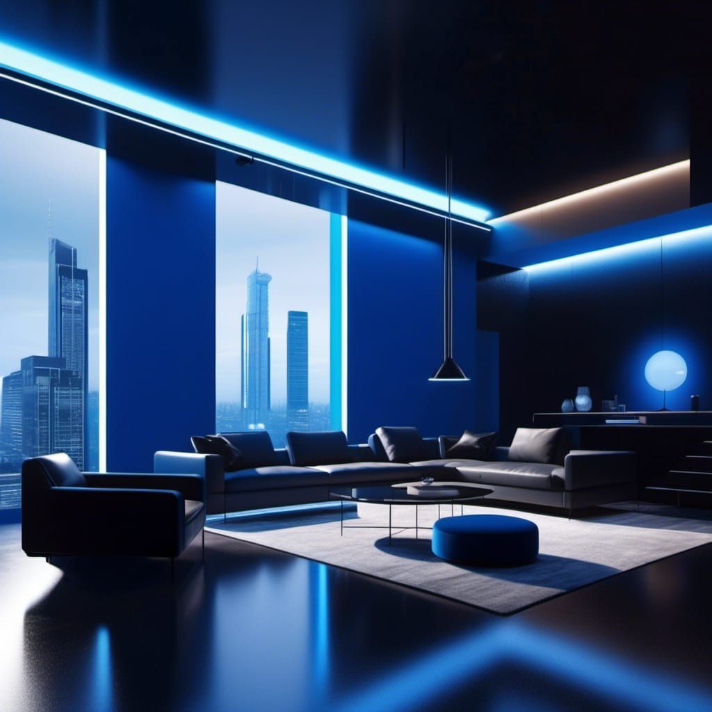 Mirror's Edge Architecture with Blue Lighting