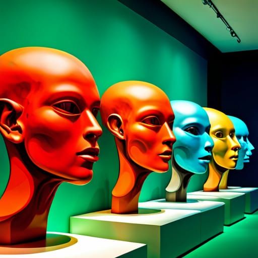 Wacky Aliens Exhibit in Abstract Art Museum