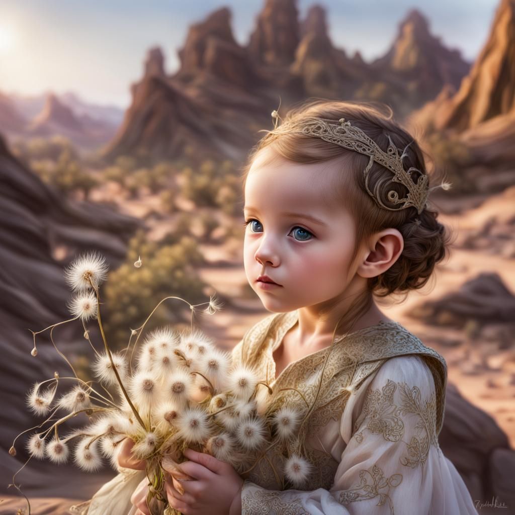 Ethereal Elven Pixies in a Desert Flower Garden