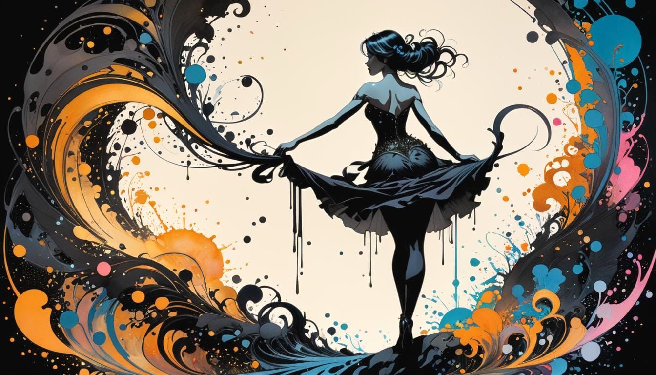 Ethereal Woman in Splatter Impasto Style