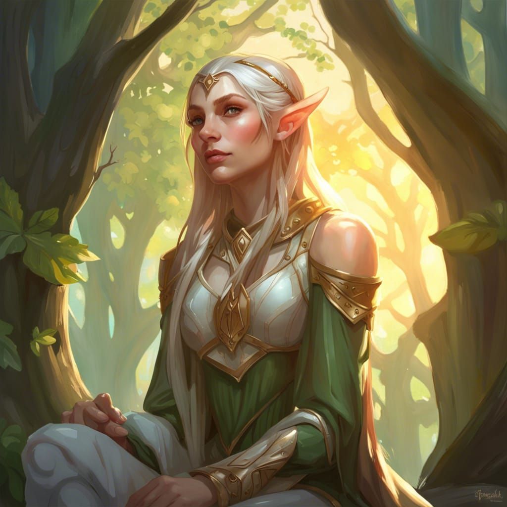 Enchanting Female Elf Portrait with Sunrise Lighting
