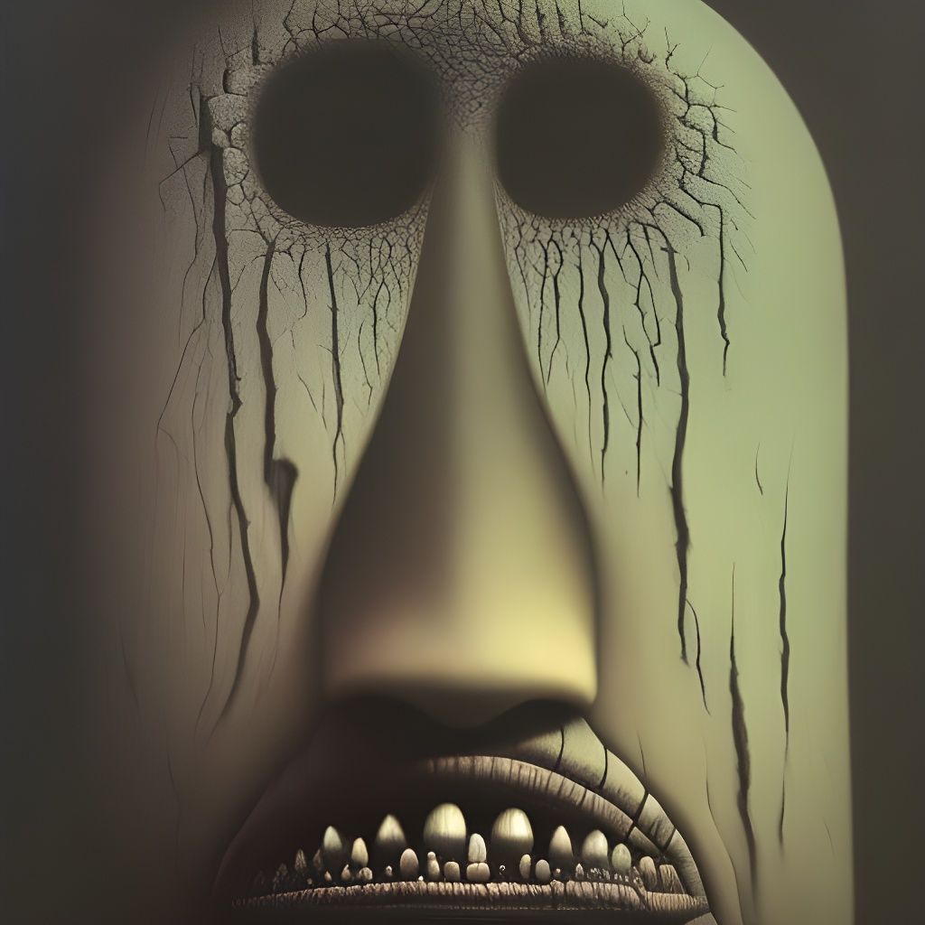 Horrifying Face Construction in Beksiński Style