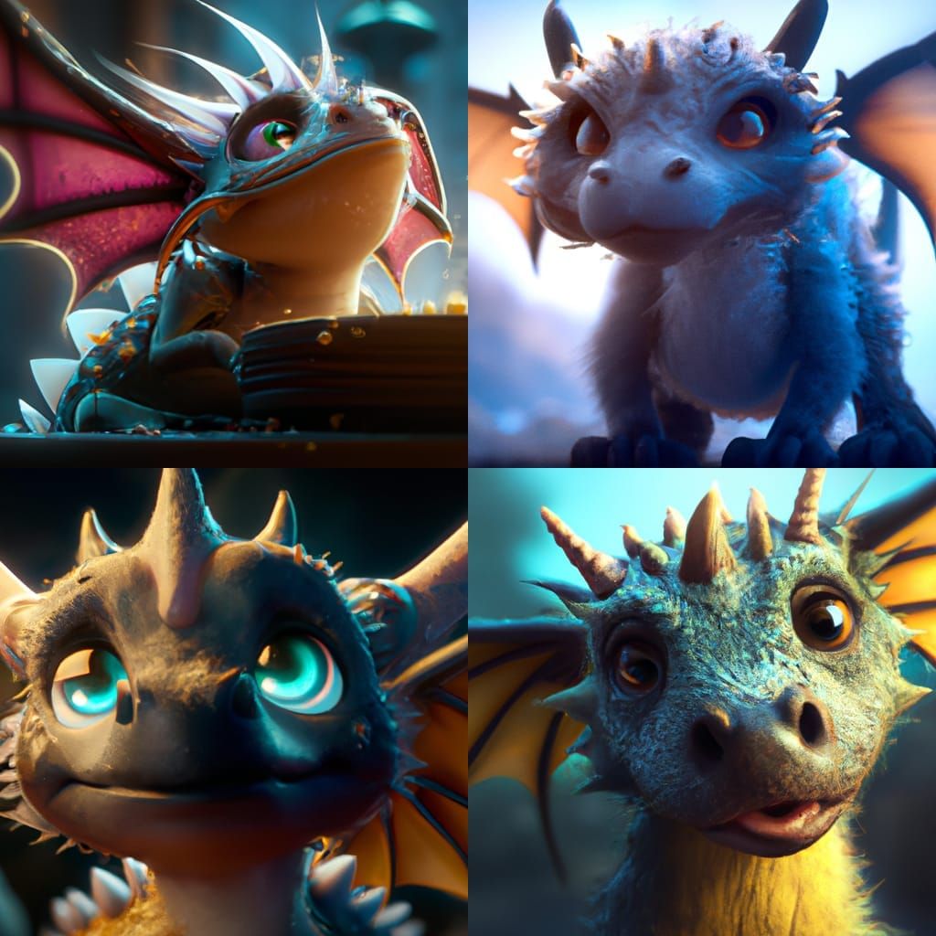 Cute Furry Baby Dragon: 3D Digital Art