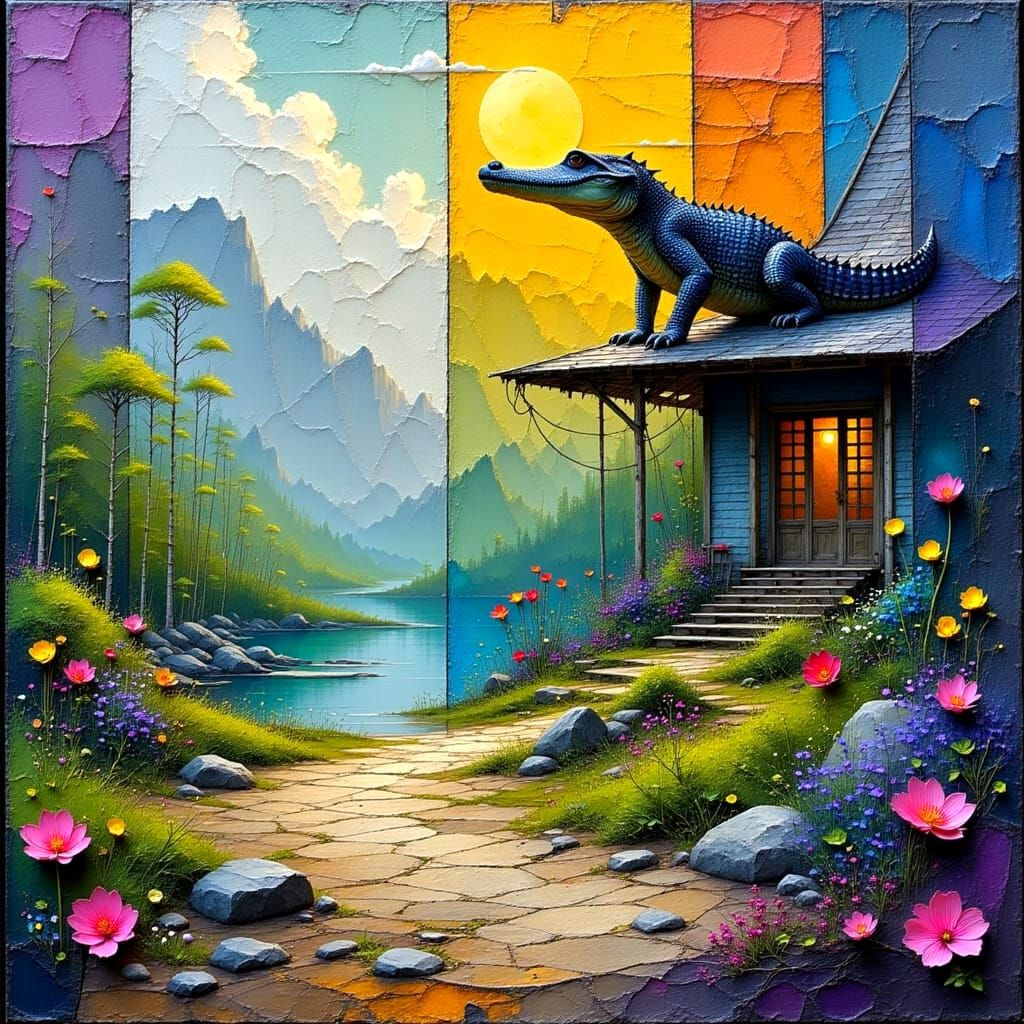 Nostalgic Summer Nights in Retro Oil Painting