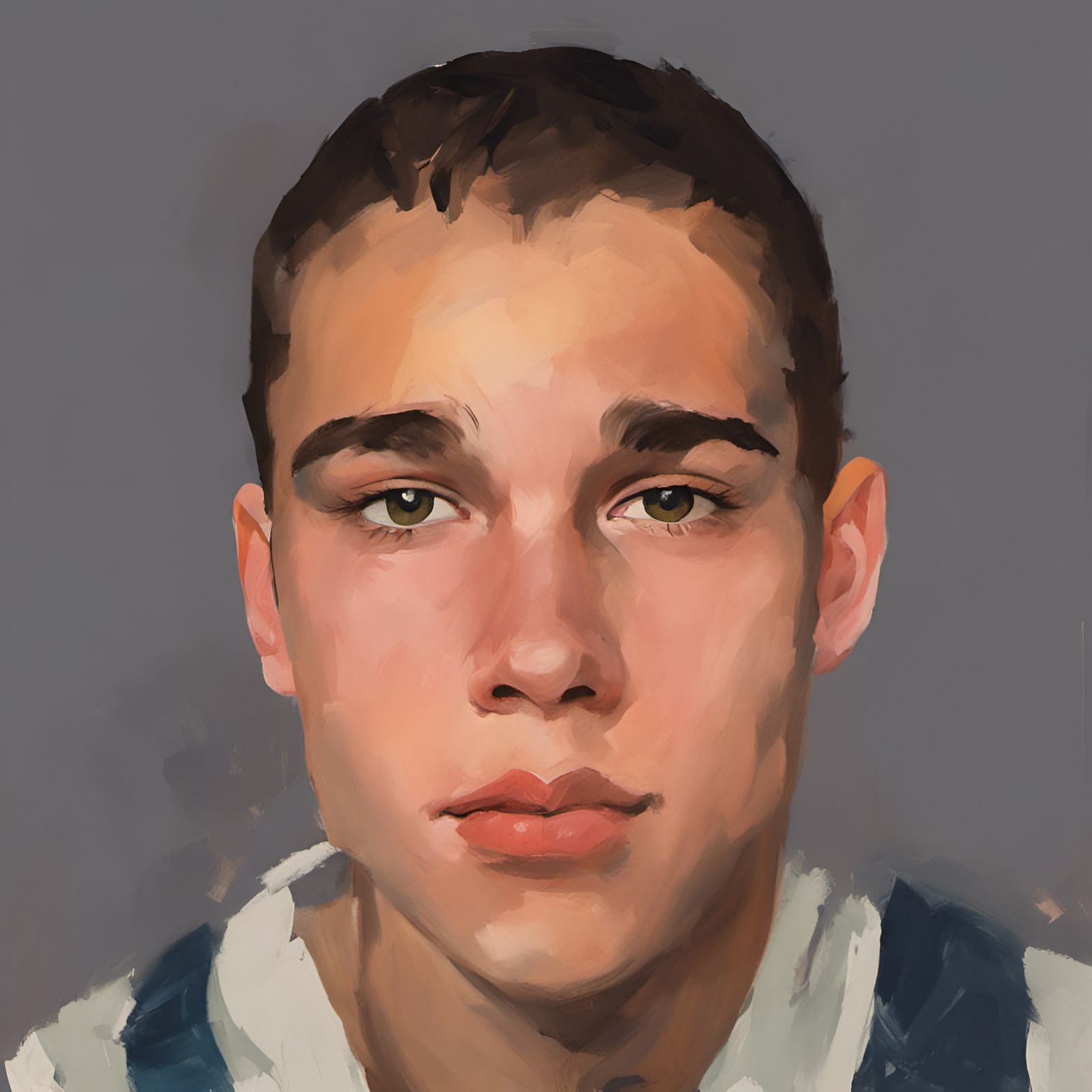 Painted Portrait of Teenage Man with Strong Brushwork