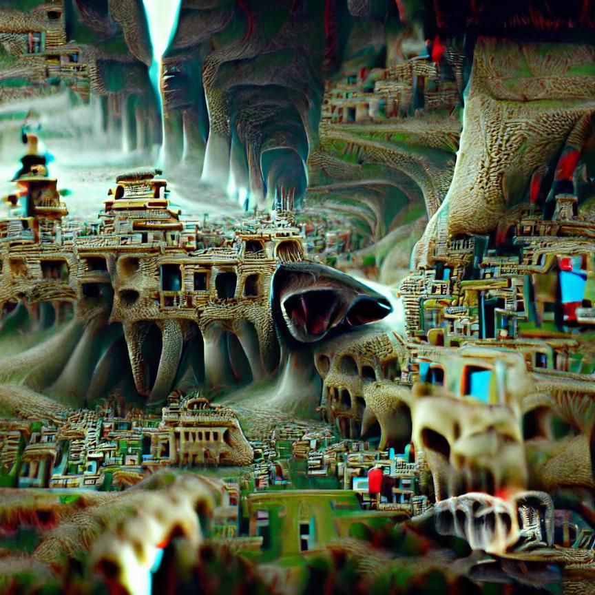 Surreal Ancient City in Beast's Jaws