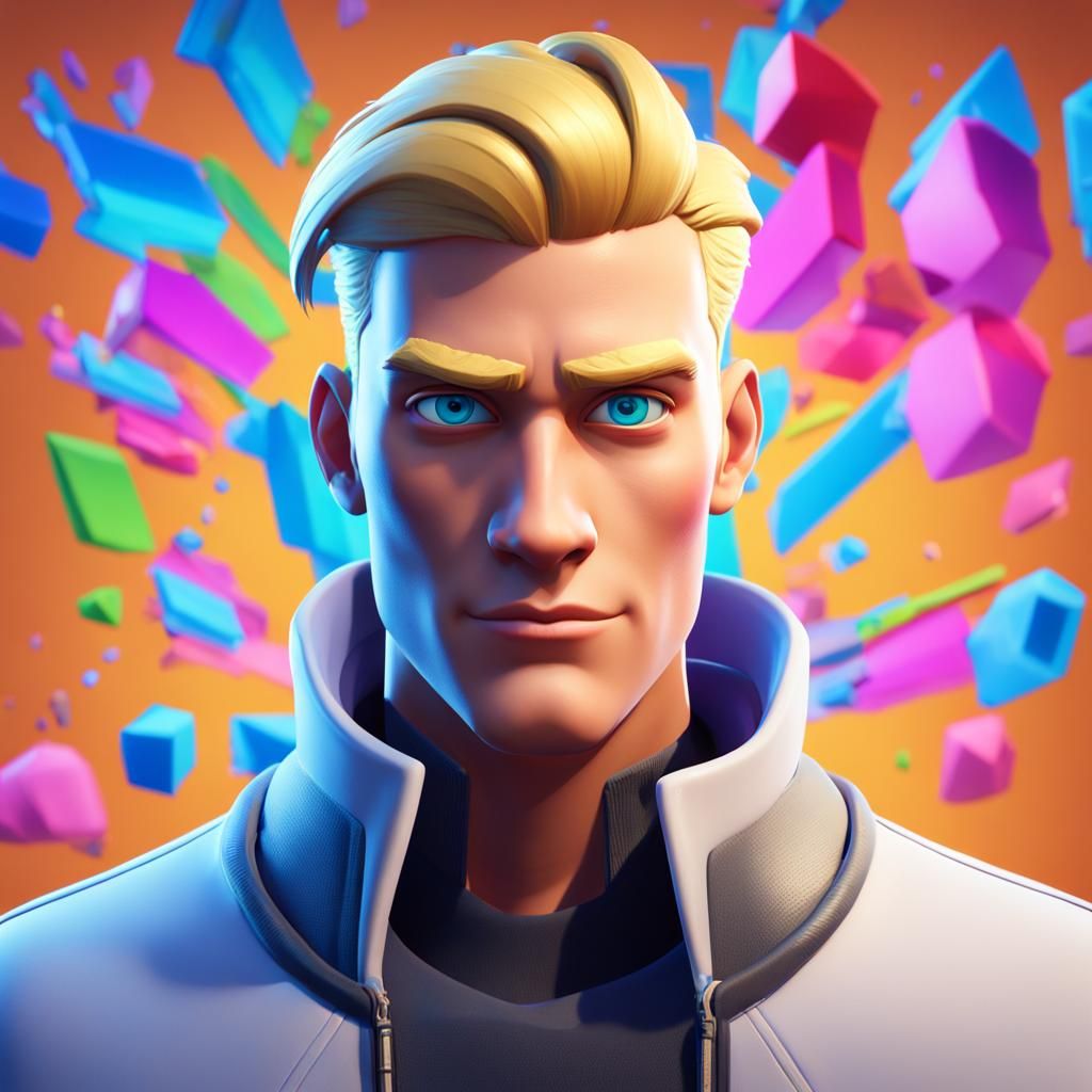 Fortnite-Style Character Portrait with Blond Hair