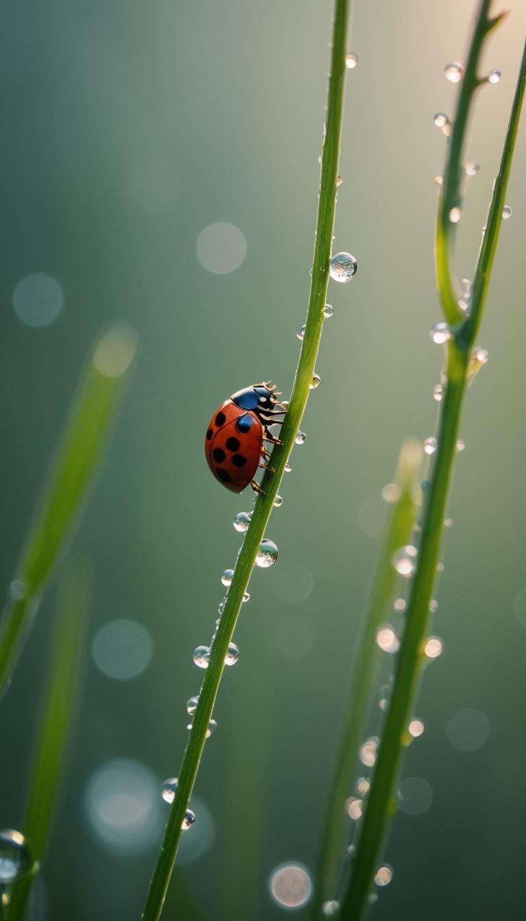 Ladybug Macro Photo with Bokeh and Diffuse Light