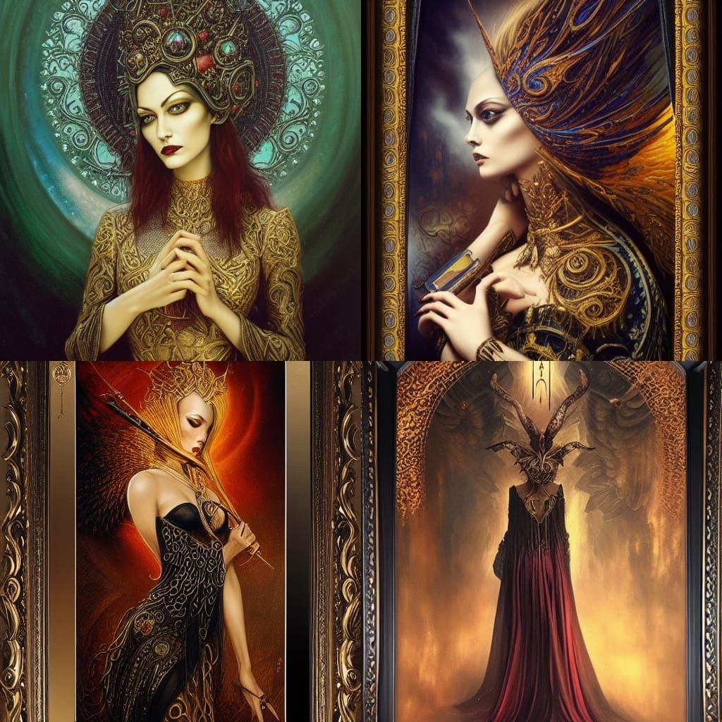 Dark Fantasy Divination with Tarot Cards in Oil Painting