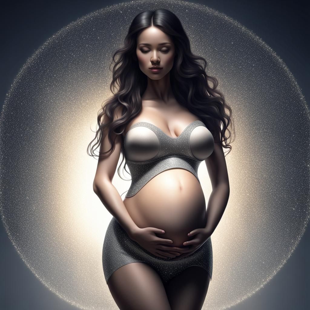 Pregnant Goddess Surrounded by Sparkles