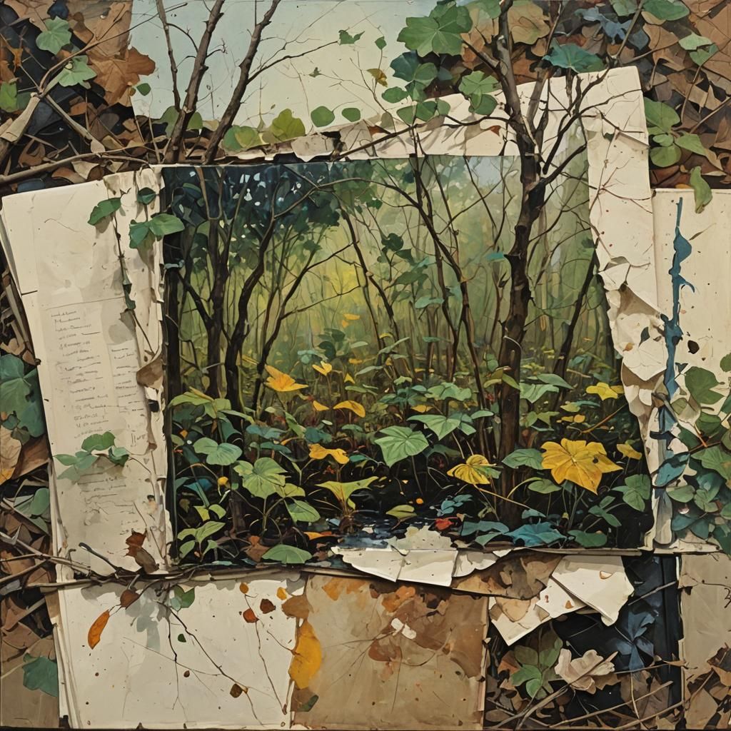 Blank Composition Book Page Spread Oil Painting