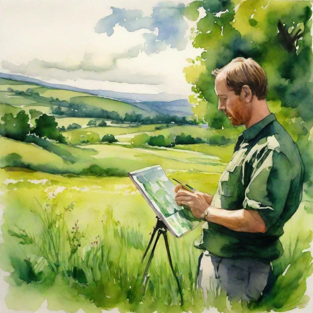 Watercolor Artist Captures Spring Landscape Sketch