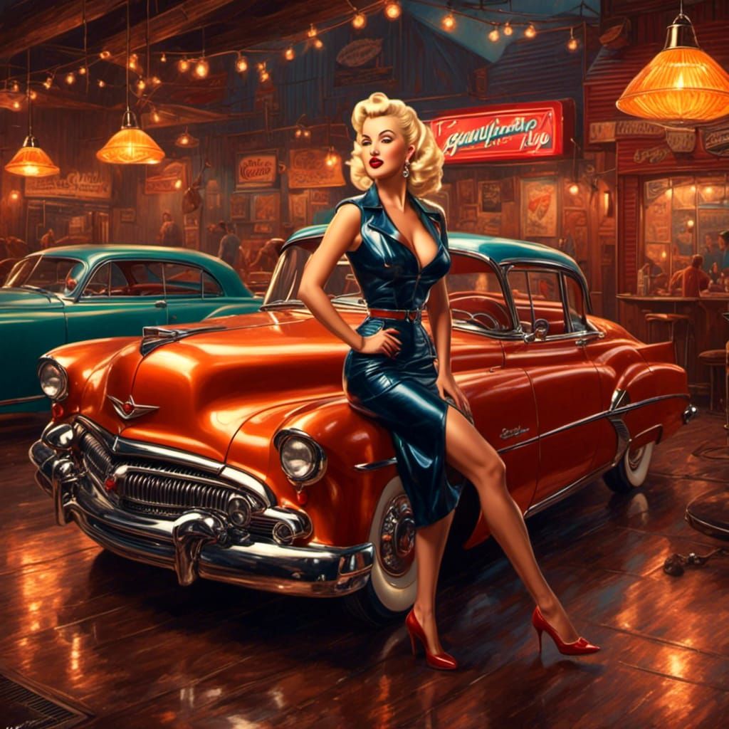 Retro Rockabilly Pinup in Vintage Style