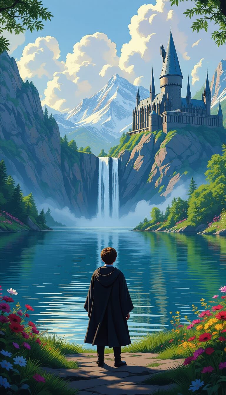 Harry Potter by Lake: Detailed Matte Painting