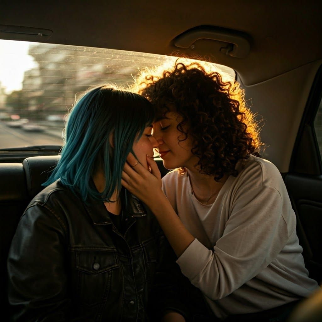 Intimate Car Scene: Golden Light Portrait