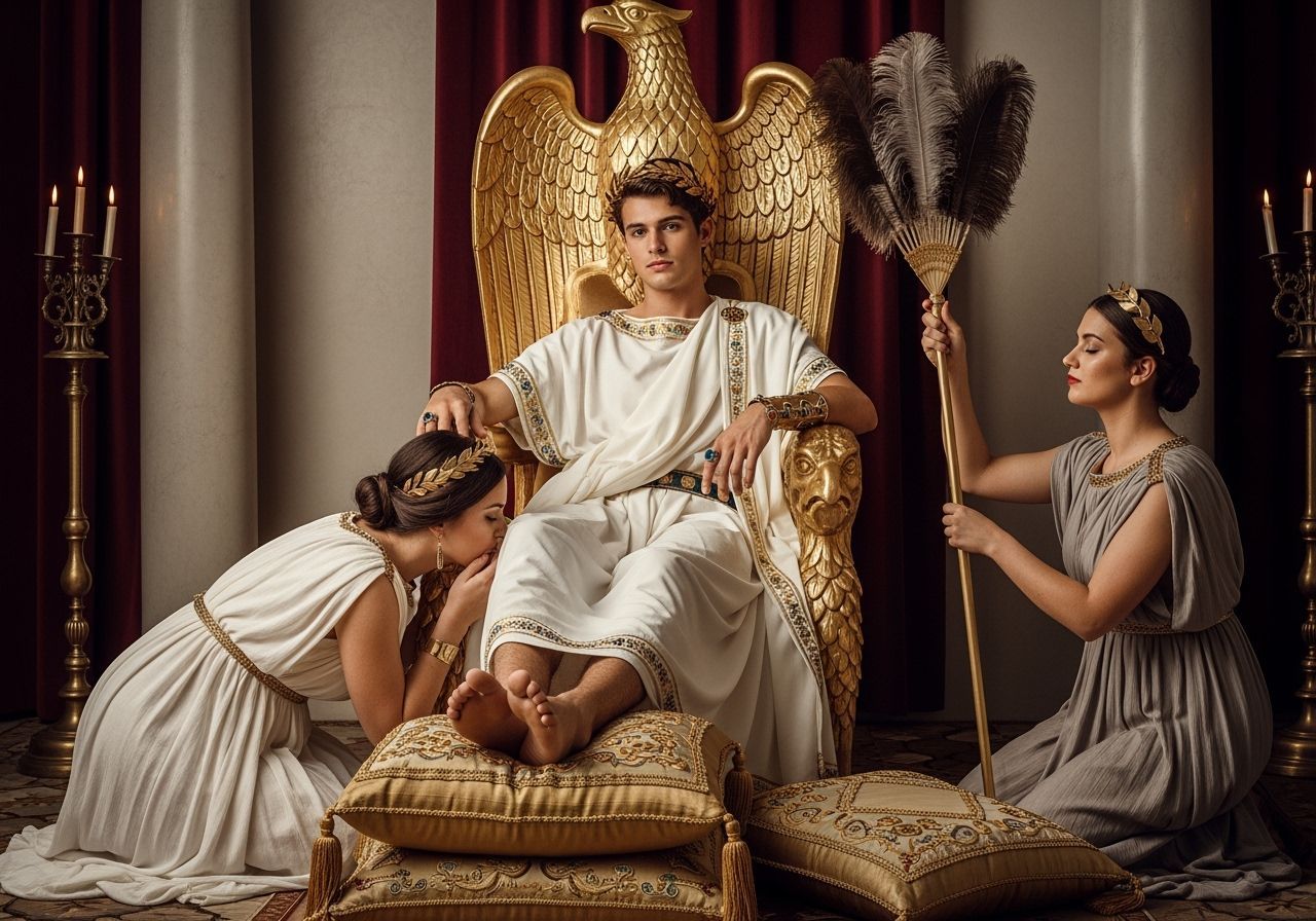 Opulent Roman Emperor on Eagle Throne