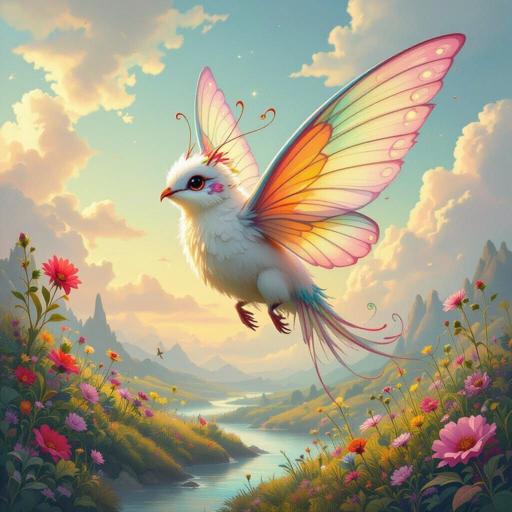 Whimsical Creature in Dreamy Surreal Landscape