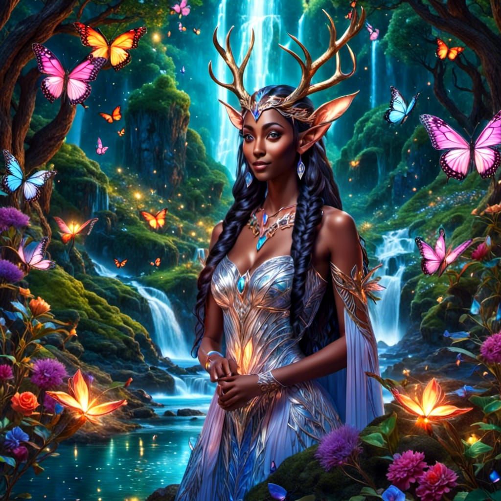 Elvish Princess with Antlers in Fantasycore Style