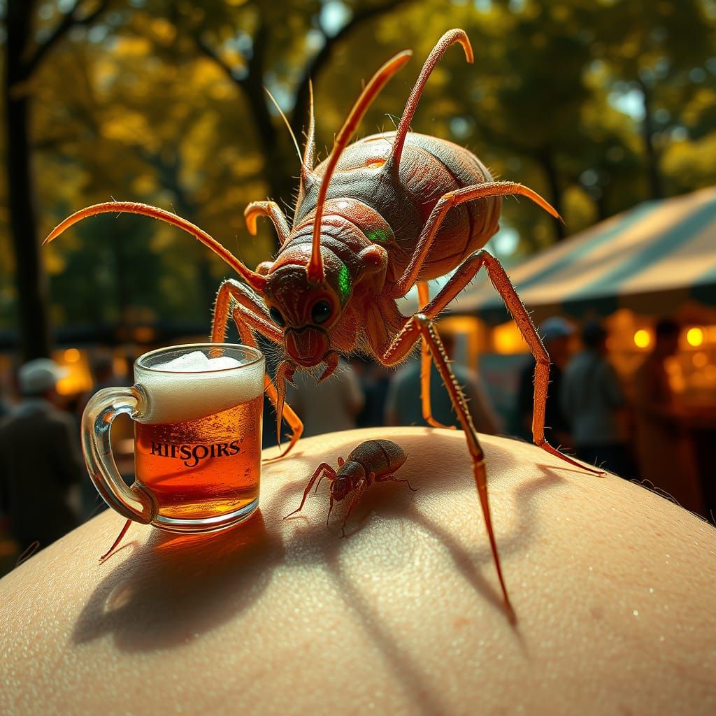 Humanoid Skin Mites at Oktoberfest, Glowing Electron Scan