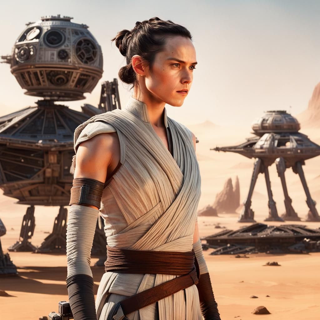 Hyperrealistic Desert Portrait with Three Moons