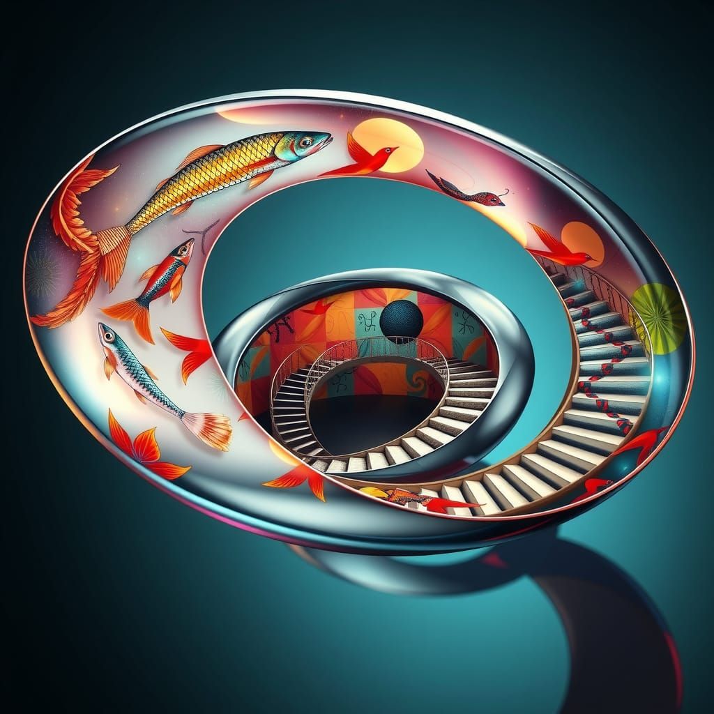 Escher-Inspired Möbius Strip with Impossible Geometry