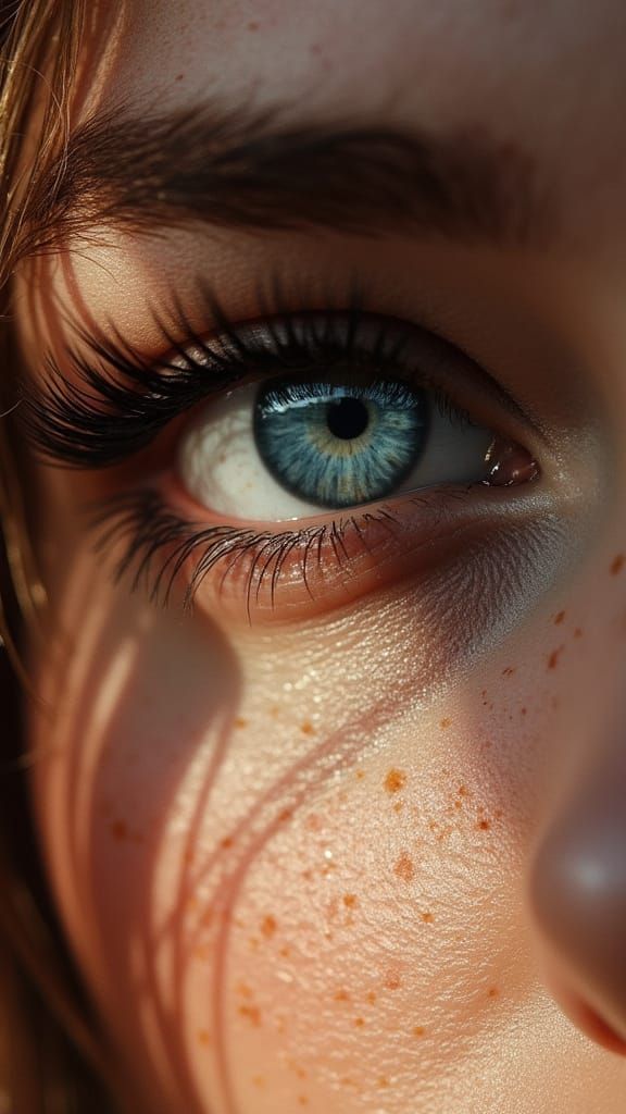 Hyper Realistic Human Eye Close Up with Crystalline Blue Iri...