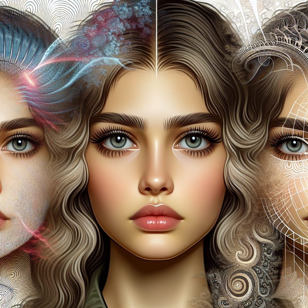 Seventeen-Year-Old Girl with Fractal Design Overlay