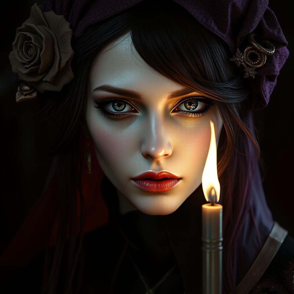 Gothic Woman Portrait in Dark Fantasy Style