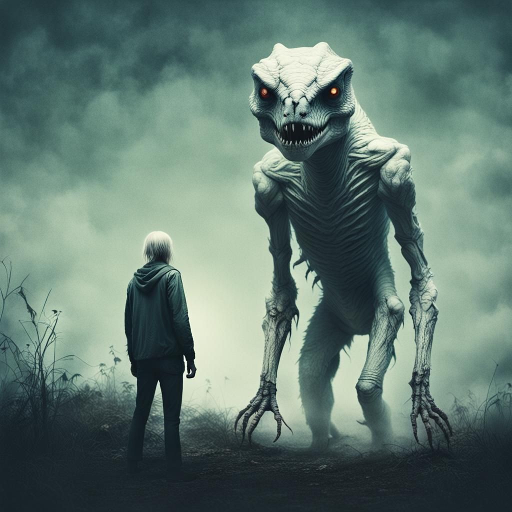 Eerie Horror Book Cover: Tall White Creature