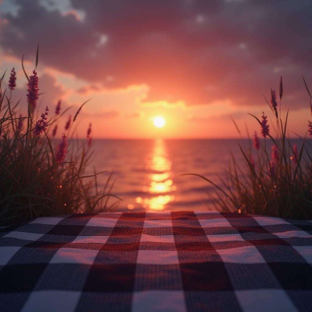 Gingham Sunset Fantasy in High Contrast