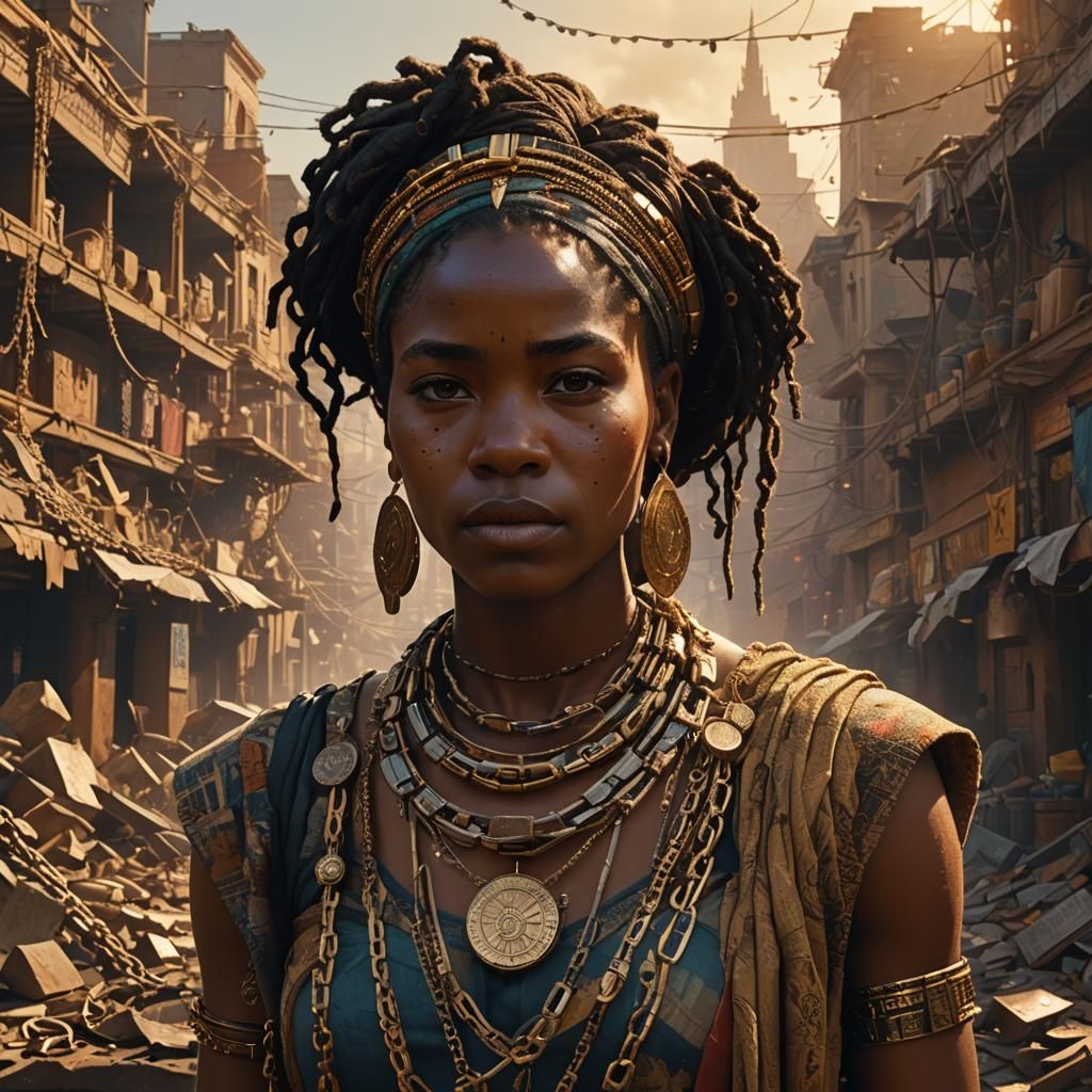 African Woman's Triumph: Cinematic Digital Art