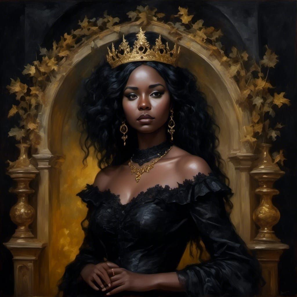 Gothic Queen in a Misty Garden Portrait