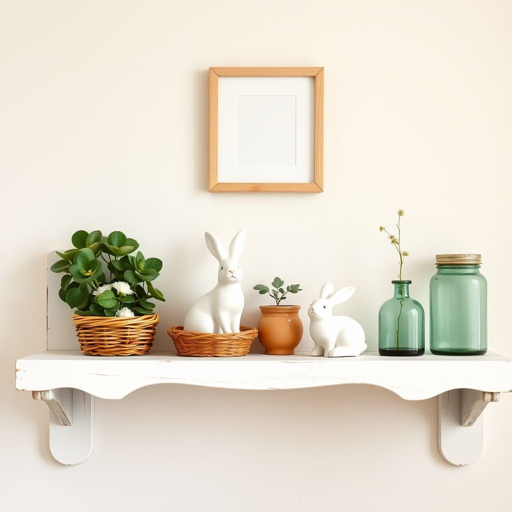 Rustic Home Decor with Distressed Wooden Shelf and Natural E...