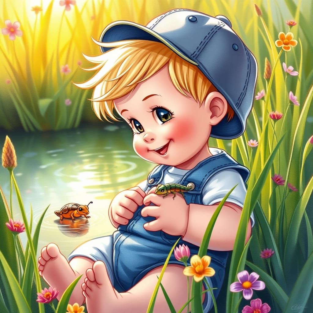 Sunny Day Adventure with a Happy Young Boy