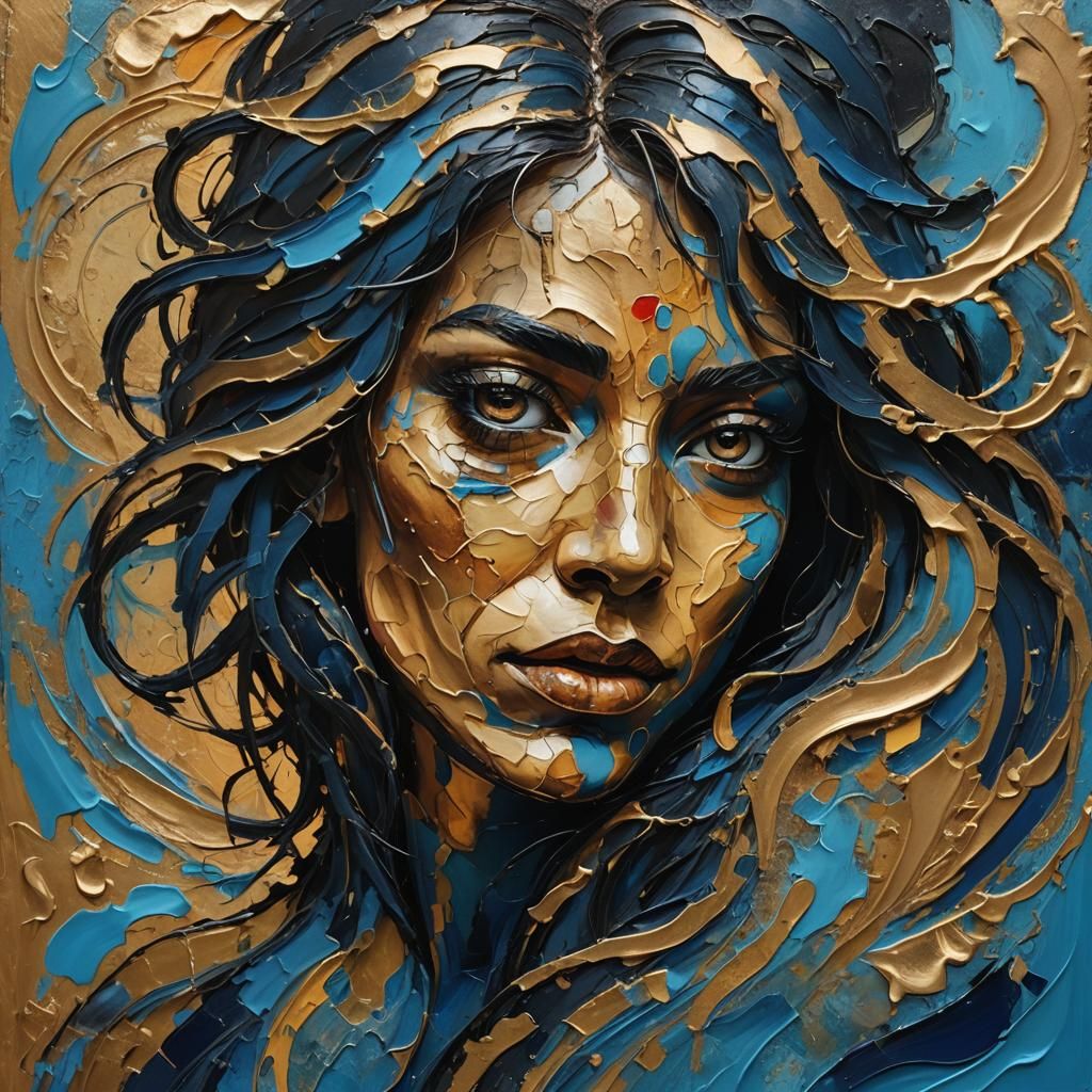 Kali Portrait in Abstract Expressionism Style