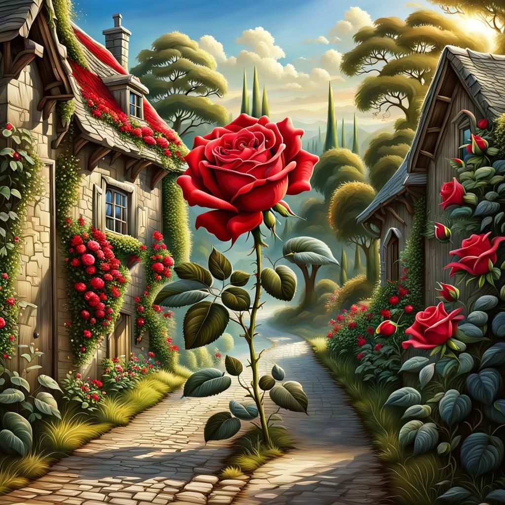 Smiling Rose Dancing Down a Country Lane