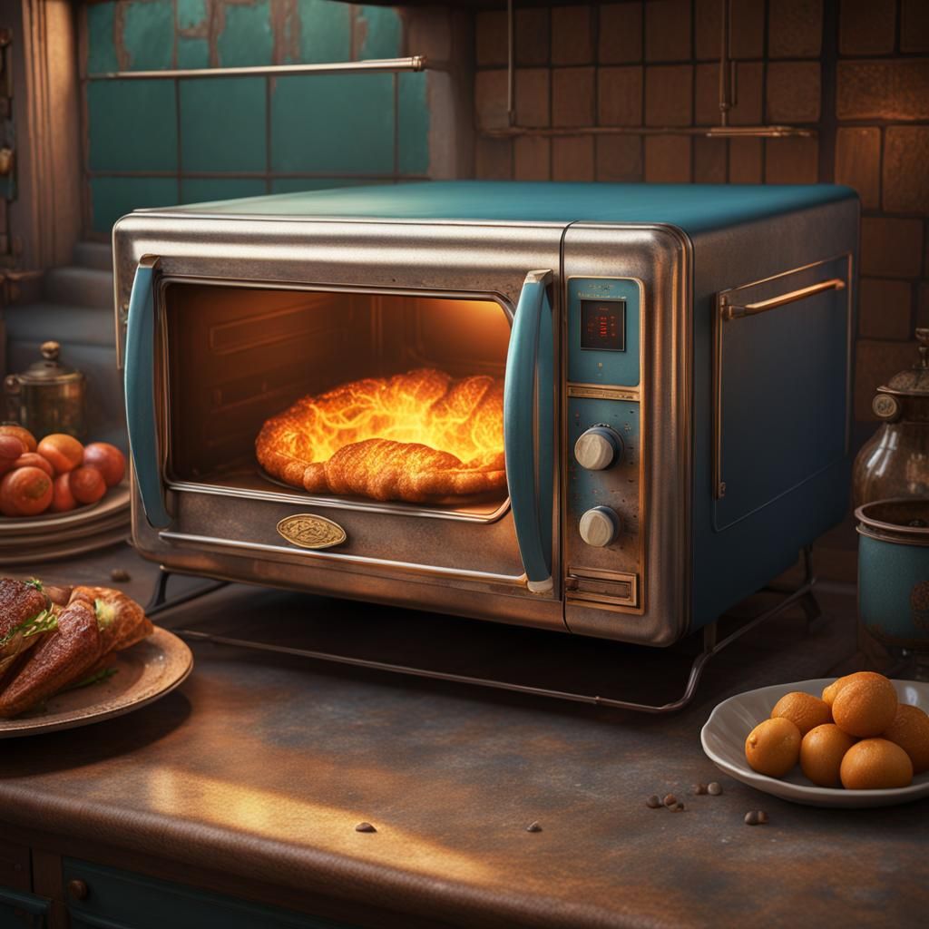 Vintage 1960s Microwave Oven in Detailed Matte Painting