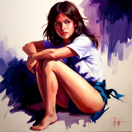 Cute Girl Portrait in Painterly Style