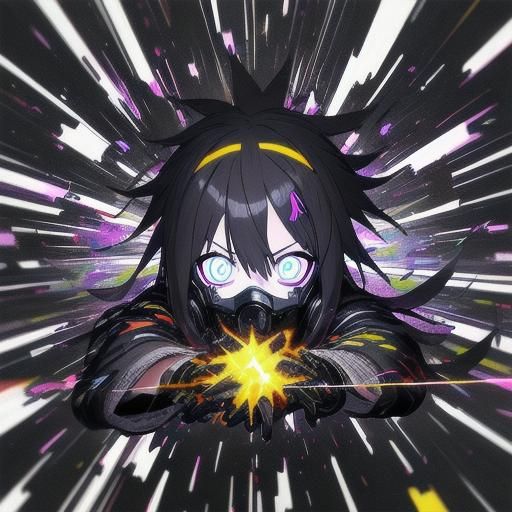 Anime  girl with cute messy hairstyle, big eyes, wearing a g...