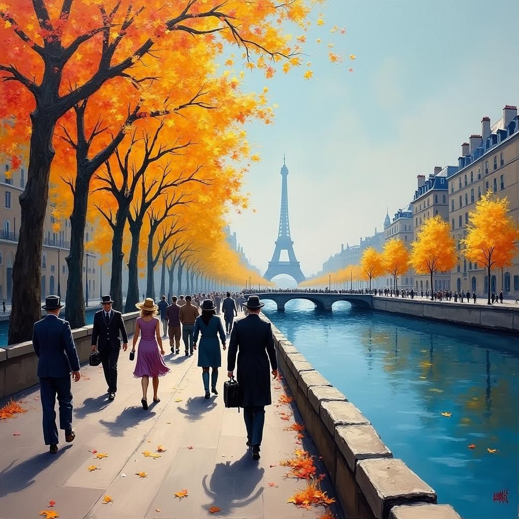 Parisian Street Scene in Expressive Impasto Style