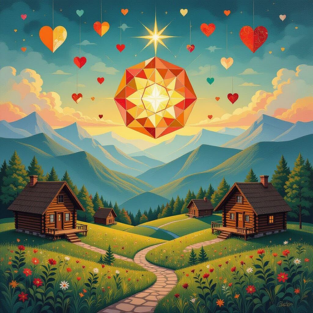 Contemplative Being in Neo-Impressionist Landscape