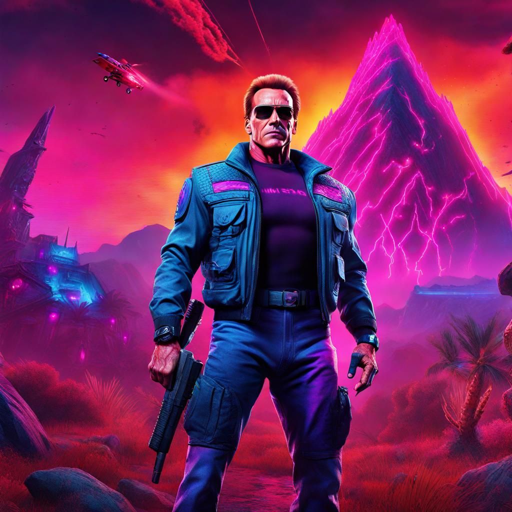 Arnold Schwarzenegger as a Far Cry Blood Dragon Villain