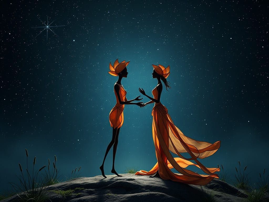 Matthew & Portia Petallic Humanoid Stick-Figures