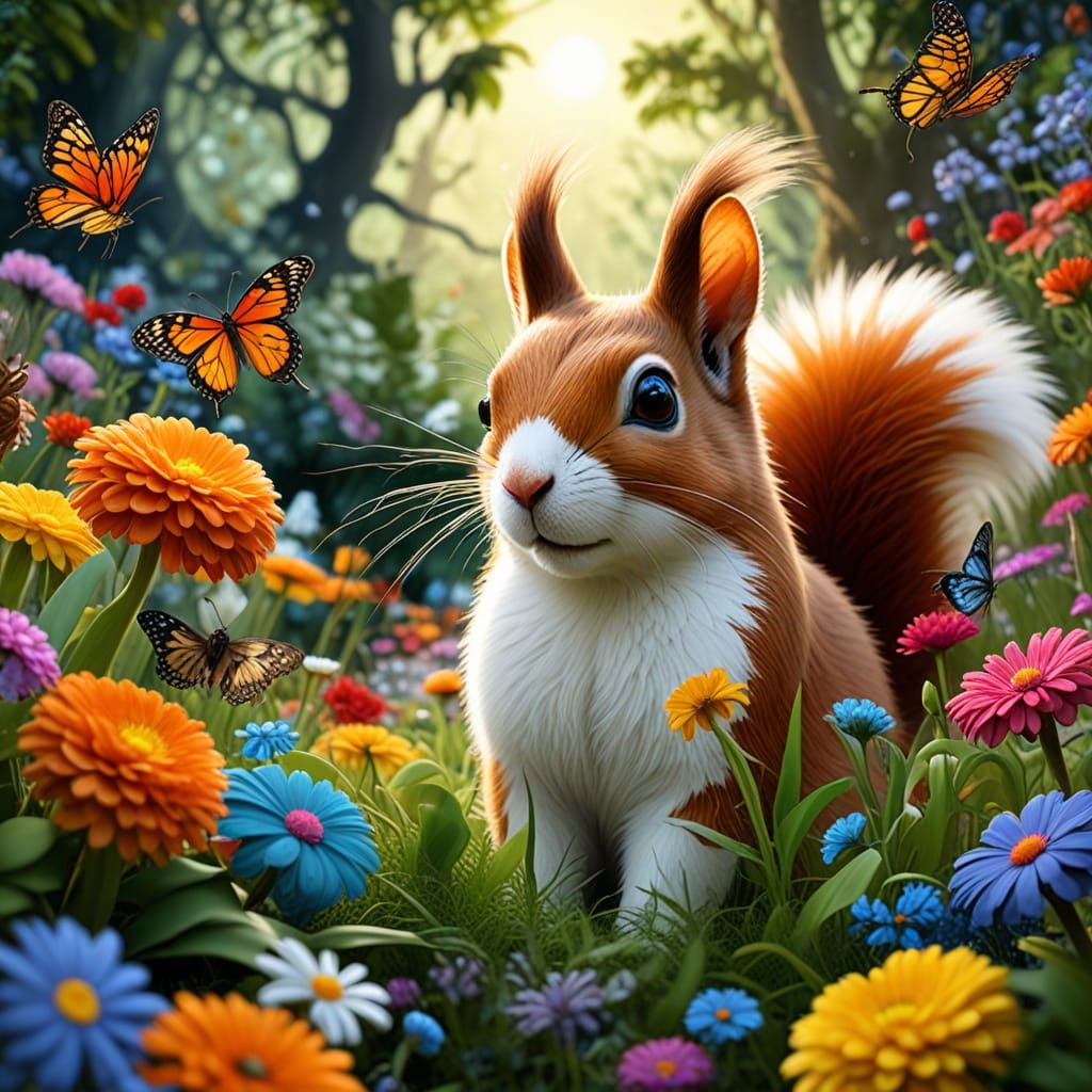 Vibrant Tropical Mandala with Furry Friends