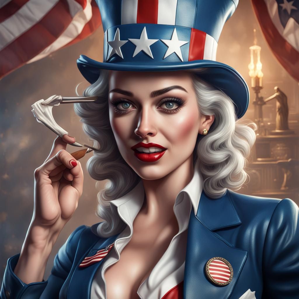 Hyperrealistic 1950s Pinup Uncle Sam