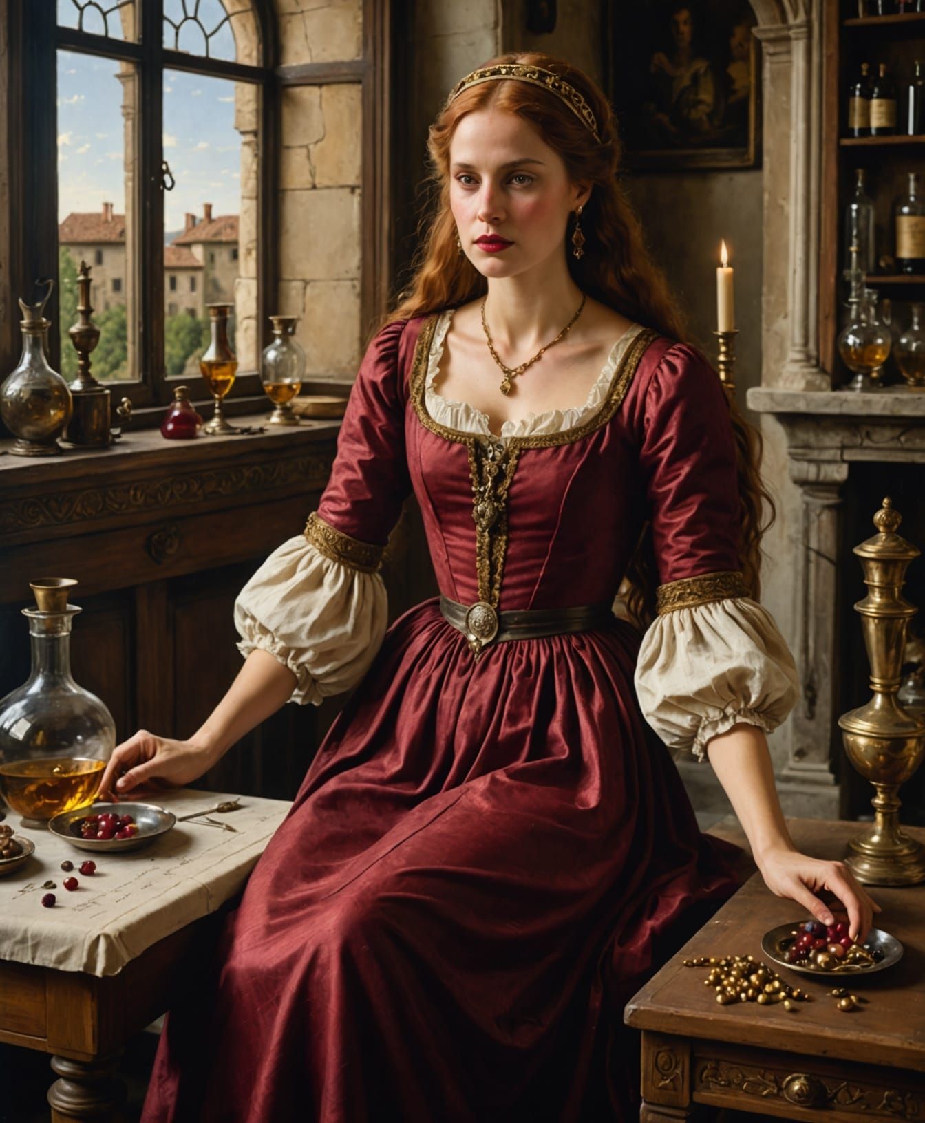 Renaissance Poisoner's Warning in Hyperrealistic Style