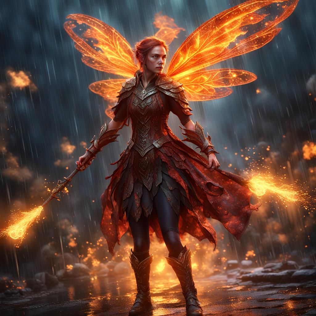Fire Fairy Powers in the Rain