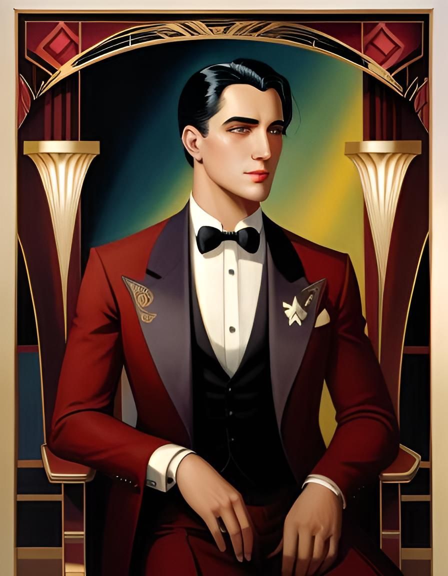 Art deco painting of a man