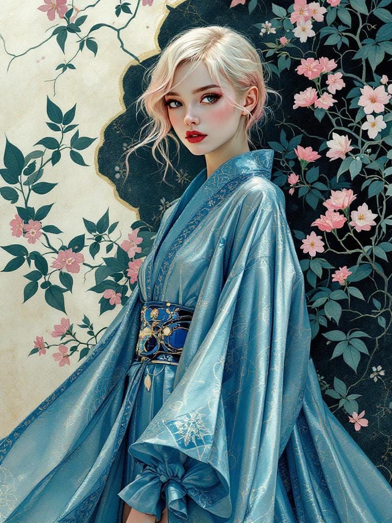 Woman in Blue Dress with Heian and Nielsen Aesthetics